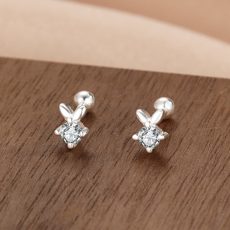 Wholesale S999 Sterling Silver Screw Pattern Simple Temperament Small Ear Bone Stud Earrings